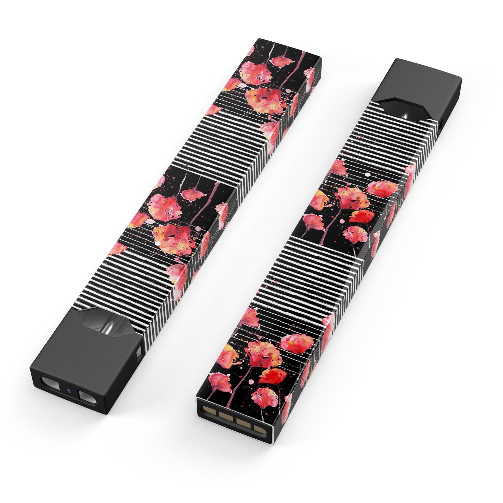 Karamfila Watercolo Poppies V1 skin wrap for JUUL device, featuring vibrant poppy design and protective layers.